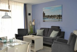 Apartment 6 "Strandkrabbe", Apartmenthaus Hafenspitze, Blickrichtung Innenstadt/Binnenhafen